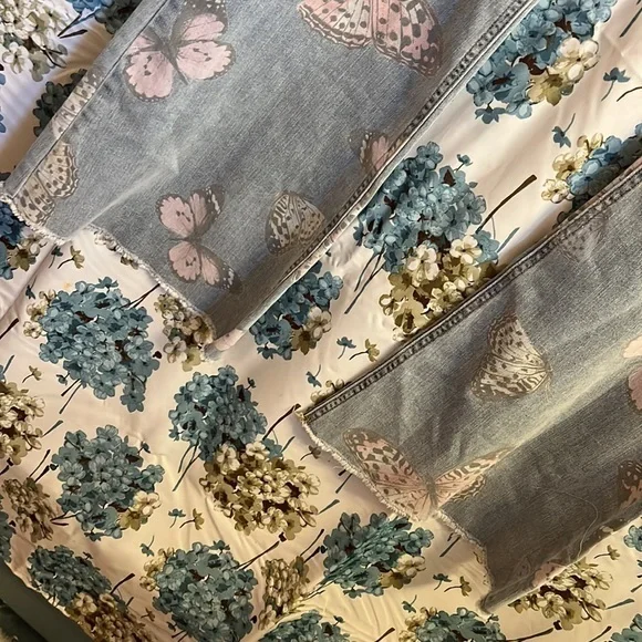 Butterfly retro wide leg stretchy jeans - Picture 5 of 11